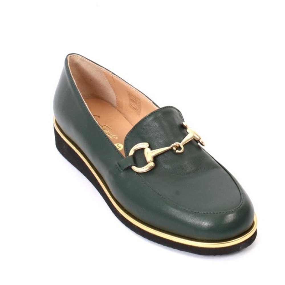 Gianni Ferrante 313 Green Leather Comfort Wedge Shoes Pumps